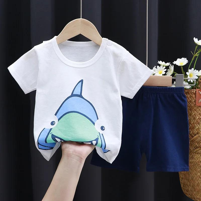 Ensembles de vêtements pour enfants garçons dessin animé imprimé t-shirt Simple mode t-shirts Shorts