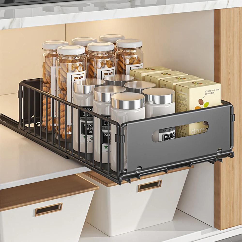 Support de rangement de cuisine, organisateur d'armoire extractible, tiroir coulissant, plateau de r