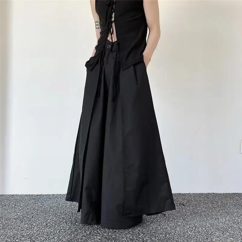 Pantalon superposé japonais d'avant-garde pour hommes, jambes larges, Hakama Y2k, Streetwear esthéti