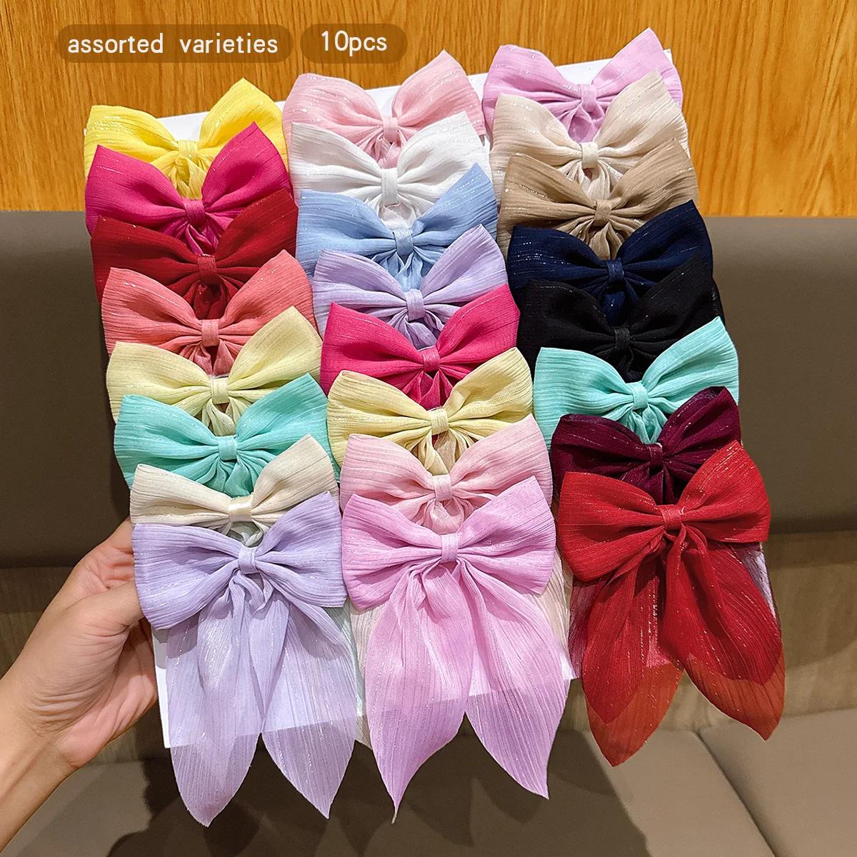 10 couleurs de pinces à cheveux à nœud aléatoires adaptées à un usage quotidien comme accessoires po