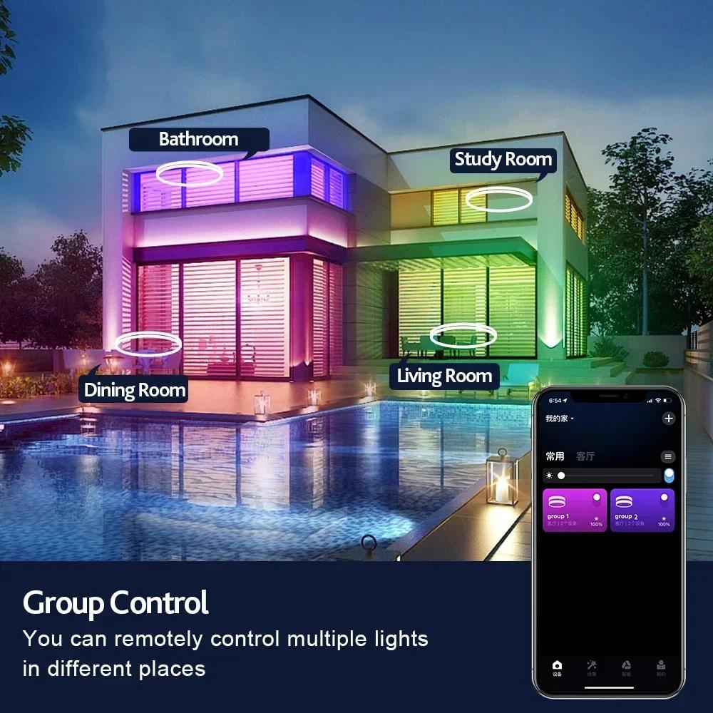 Plafonnier LED Intelligent avec Rétro-Éclairage RGBIC, Télécommande et Télécommande, Compatible avec