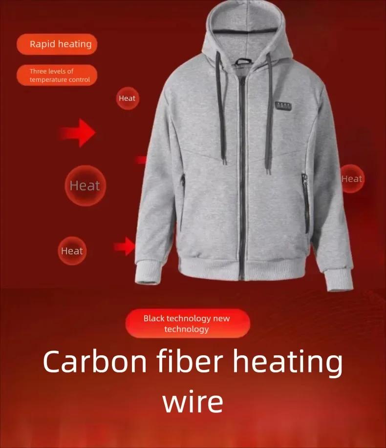 Sweat-shirt chauffant intelligent à 23 zones, style couple, vêtement d'extérieur, chaleur constante,