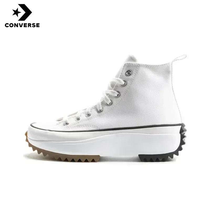 Nouvelles baskets Converse Run Star Hike en toile noire et blanche pour femmes, plateforme, 2026
