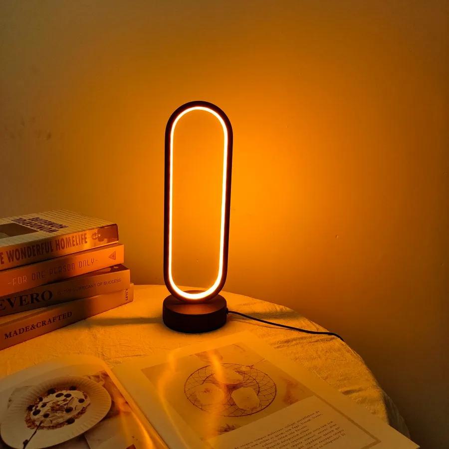 1PC lampe chambre anneau lampe salon trois couleurs gradation lampe de chevet LED veilleuse