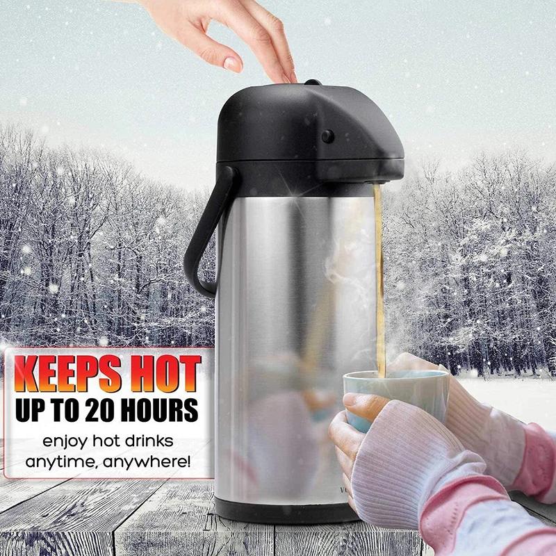 Distributeur de boissons chaudes et froides Airpot, distributeur de café, urne thermos en acier inox