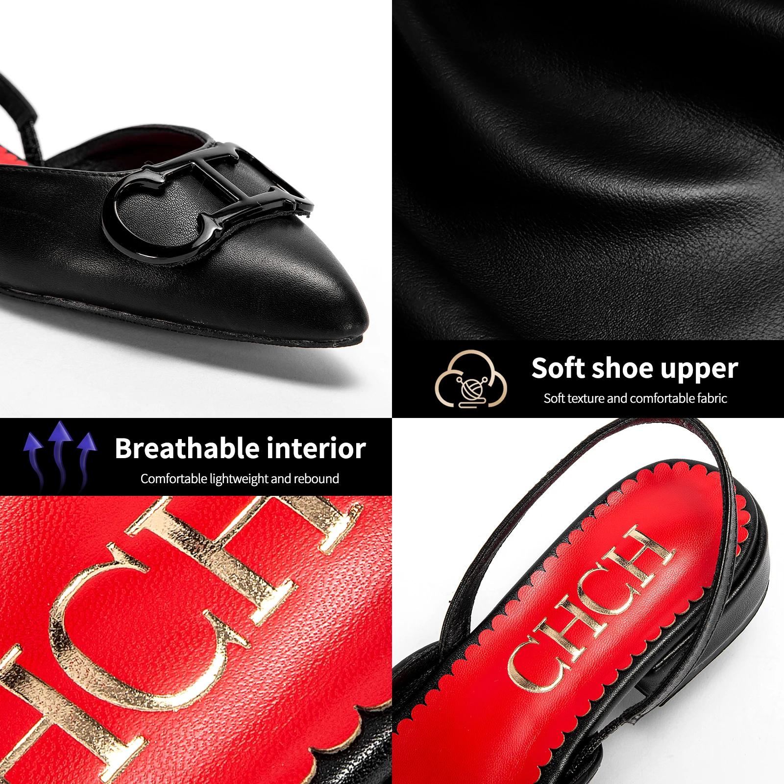 CHCH – sandales noires pointues à fond plat pour femmes, chaussures d'affaires simples, nouvelle col