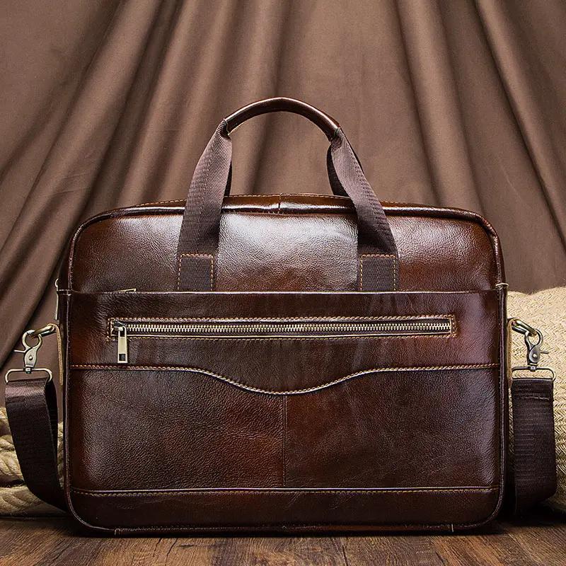 Véritable cuir hommes porte-documents Portable bureau sac à main pour pochette d'ordinateur de haute