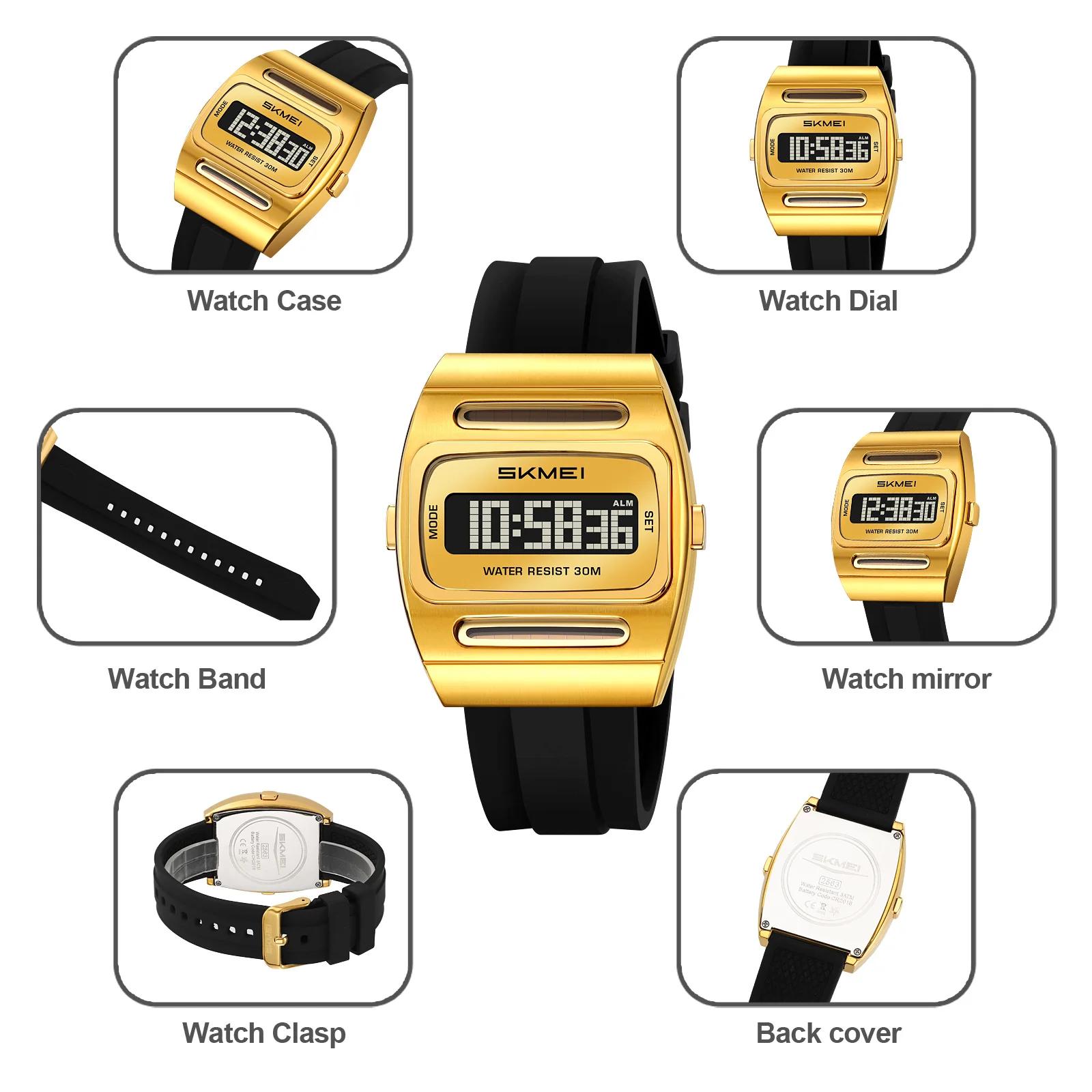Montres de sport numériques multifonctionnelles à énergie solaire de luxe SKMEI 2563, horloge électr