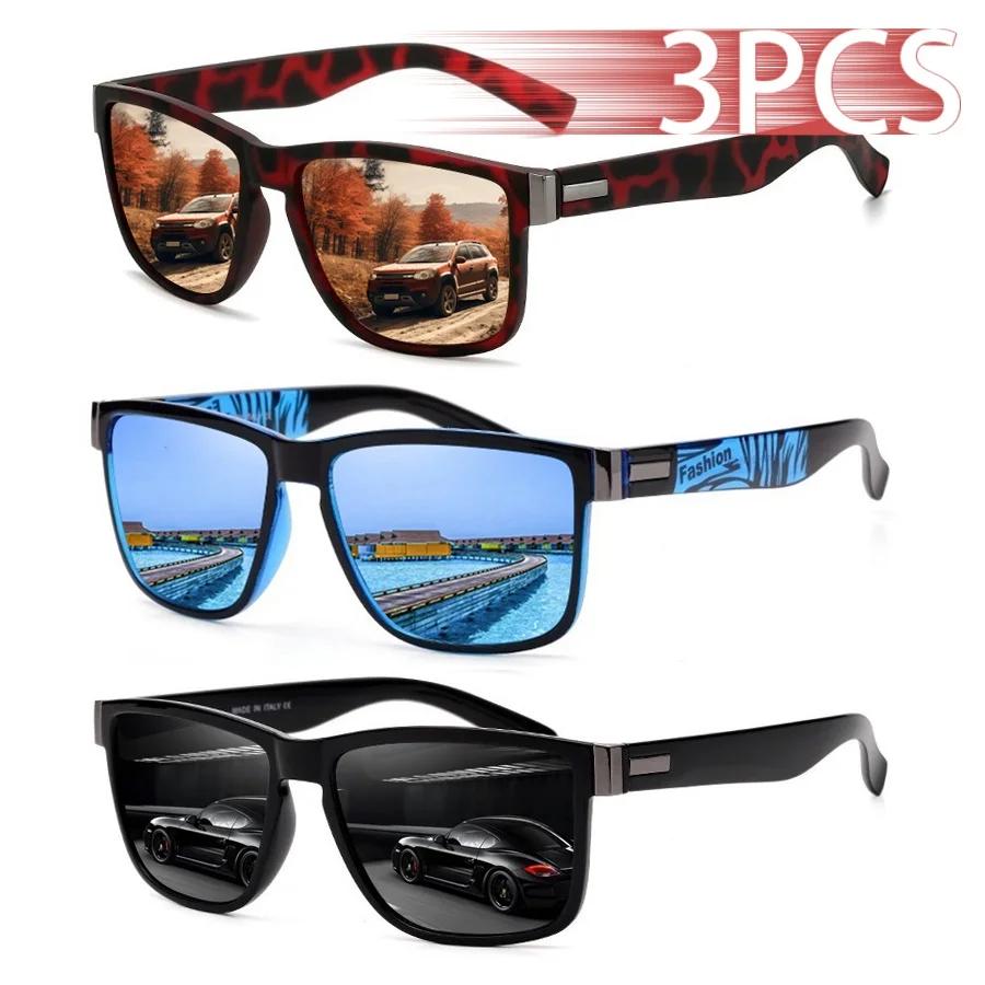 Lunettes de soleil carrées classiques UV400 pour hommes et femmes, 3 pièces, pour la conduite, la pê
