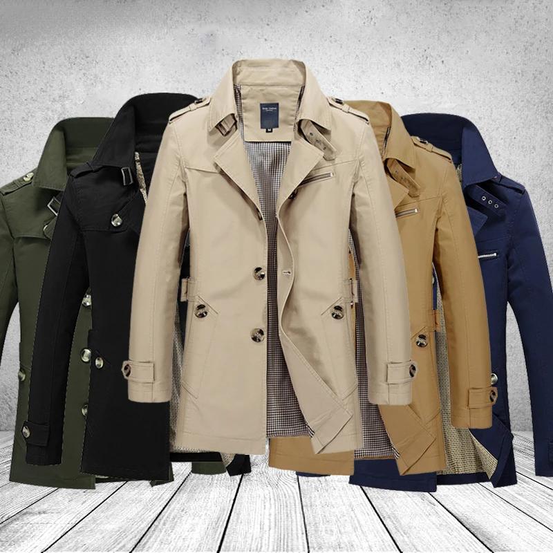Mode hommes Trench vestes marque décontracté affaires Trench manteau hommes loisirs pardessus mâle s