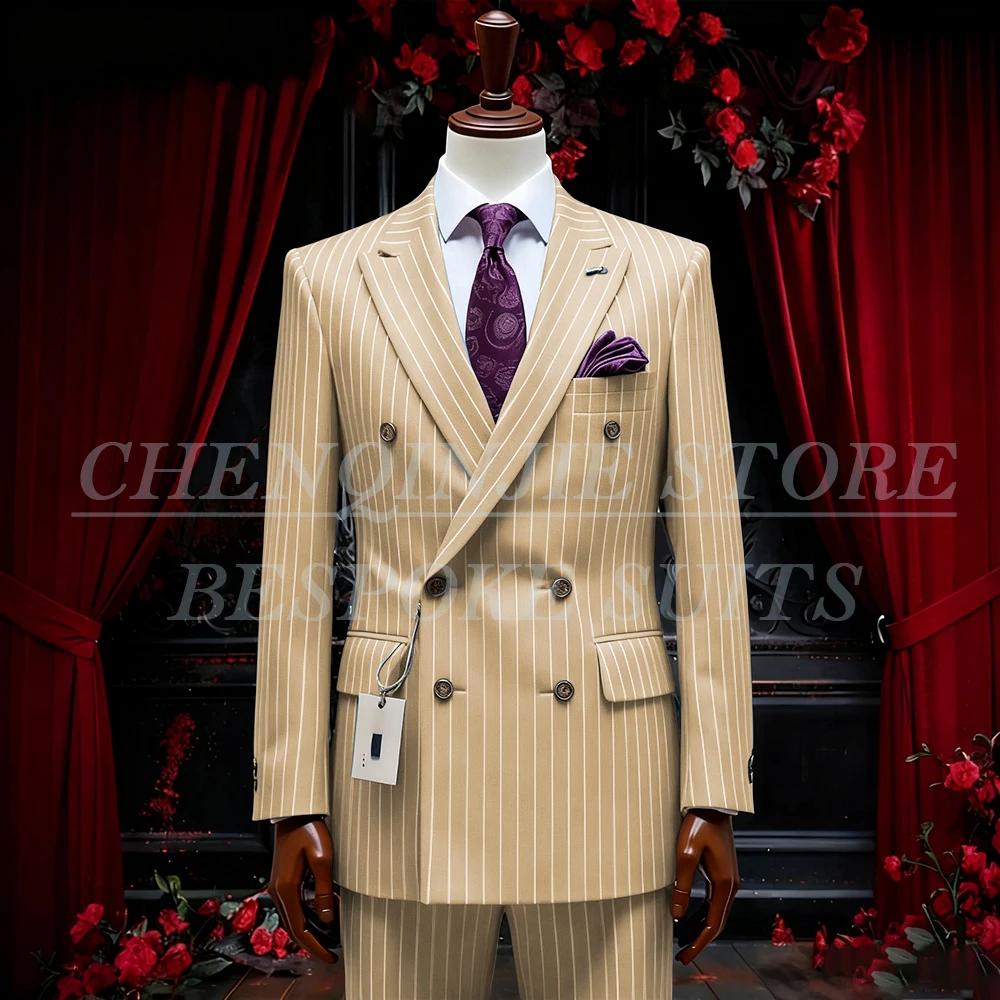SILIWEYA – costumes d'affaires à Double boutonnage pour hommes, élégant, revers, coupe cintrée, vête