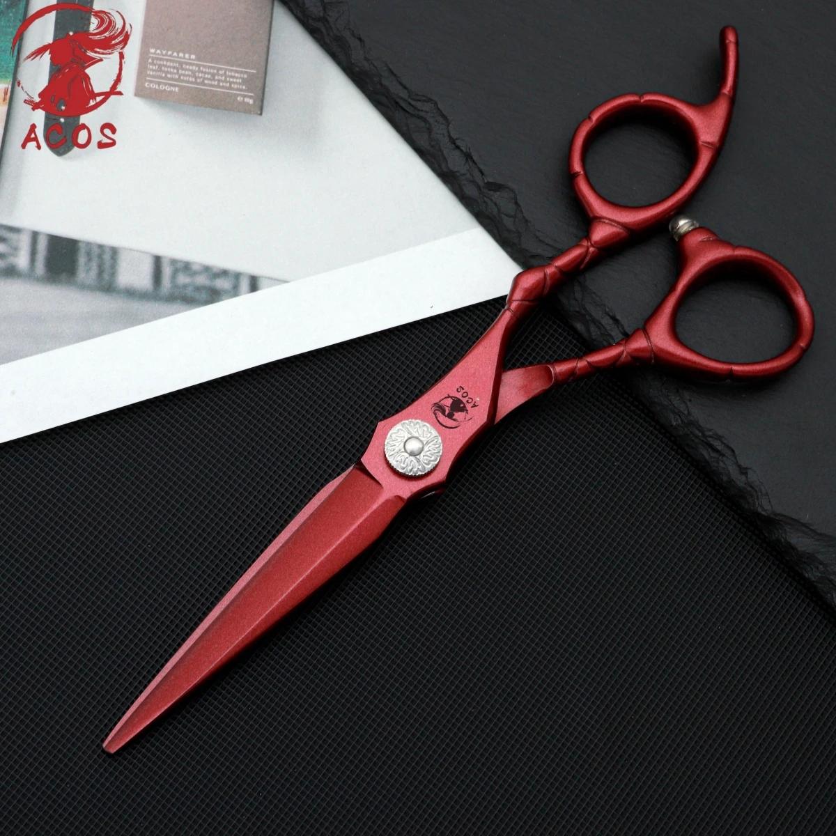Ensemble de ciseaux de barbier professionnels ACOS, acier 440C, ciseaux à effiler les cheveux de 6 p