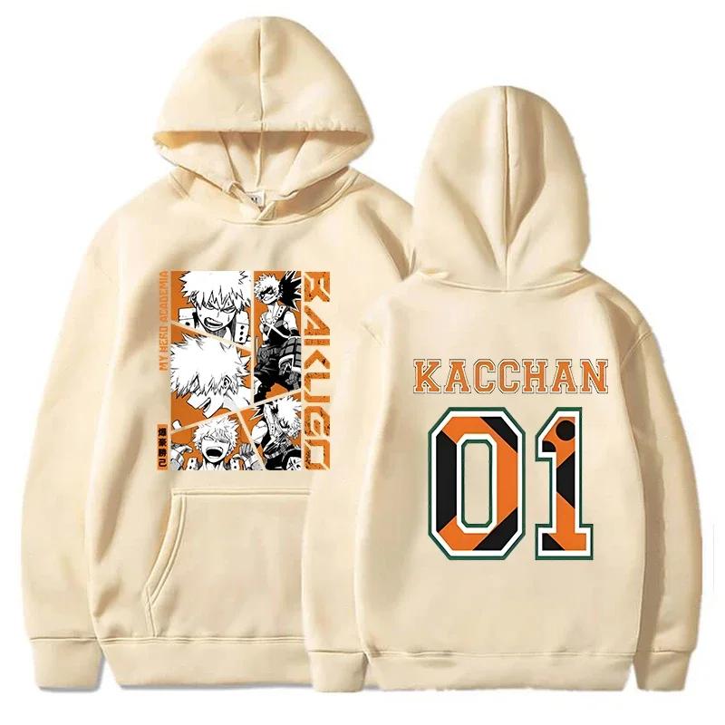 Sweats à capuche imprimés Anime Bakugou Katsuki pour hommes et femmes, pulls à la mode pour l'automn