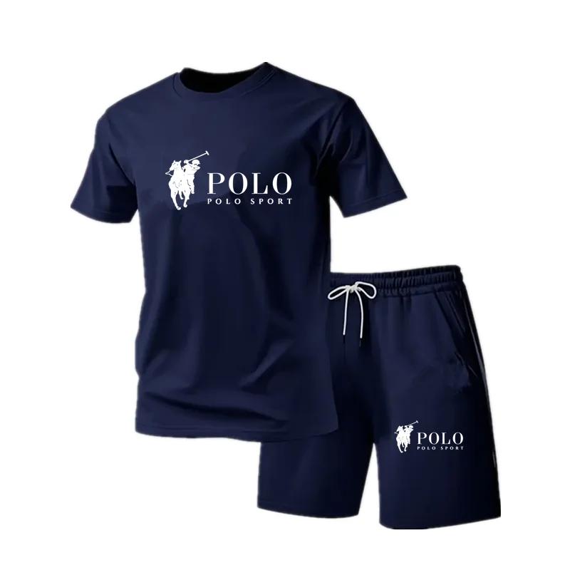 Costume de sport décontracté pour hommes, haut à col rond en maille et pantalon de jogging, costume 