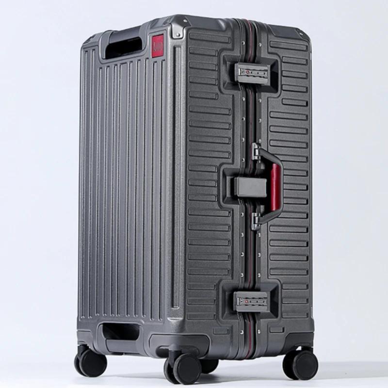 Valise de grande capacité 20/24/26/28/30 pouces, cadre en alliage d'aluminium avec roues pivotantes,