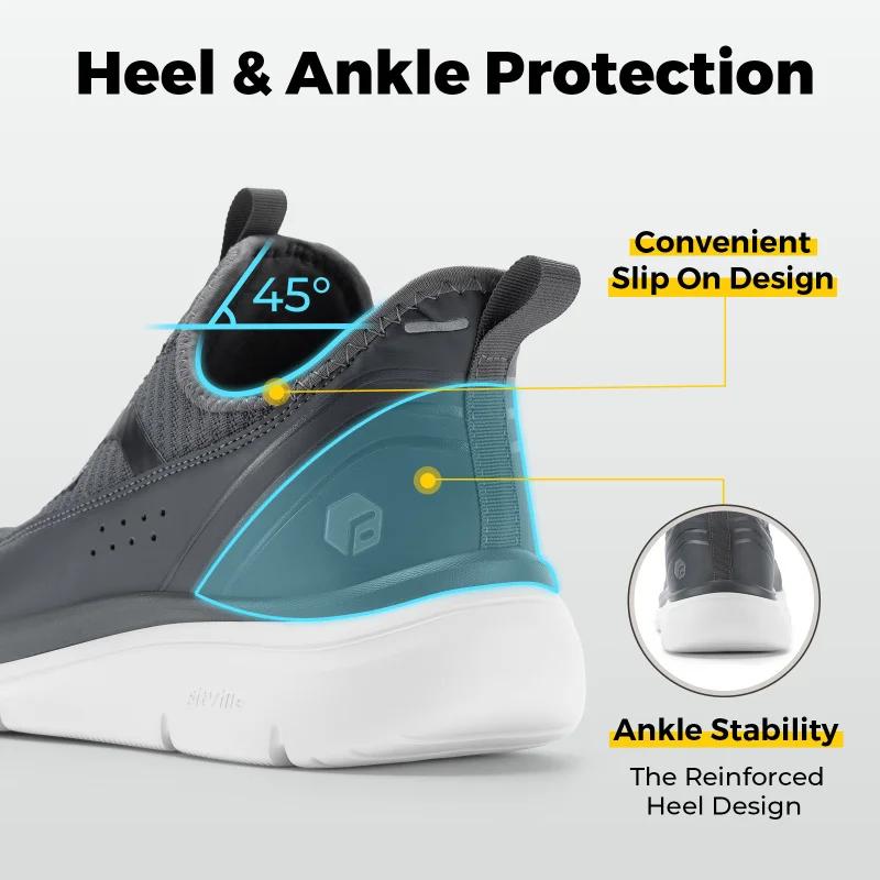 FitVille Chaussures de marche pour hommes à enfiler, coupe large, largeur extra large, haute résilie