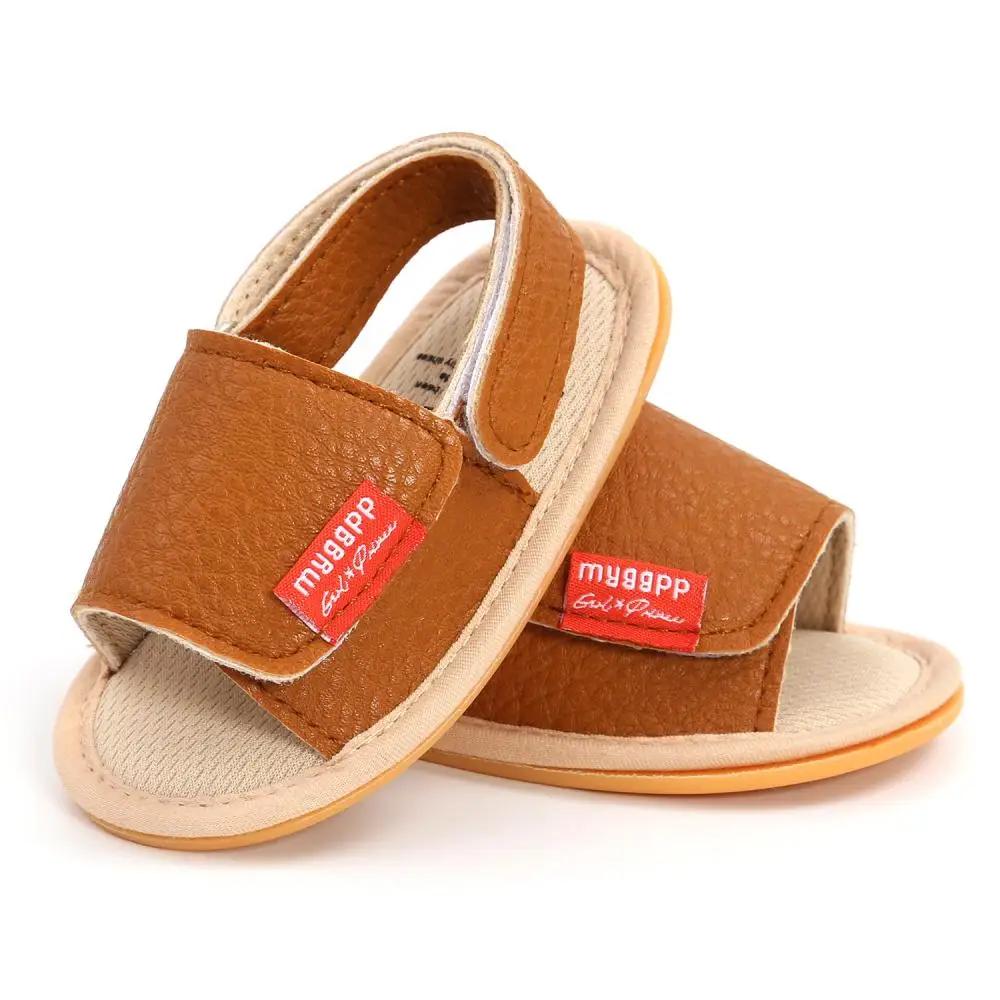 Sandales classiques en cuir pour bébés garçons et filles, antidérapantes, avec nœud de couleur unie,