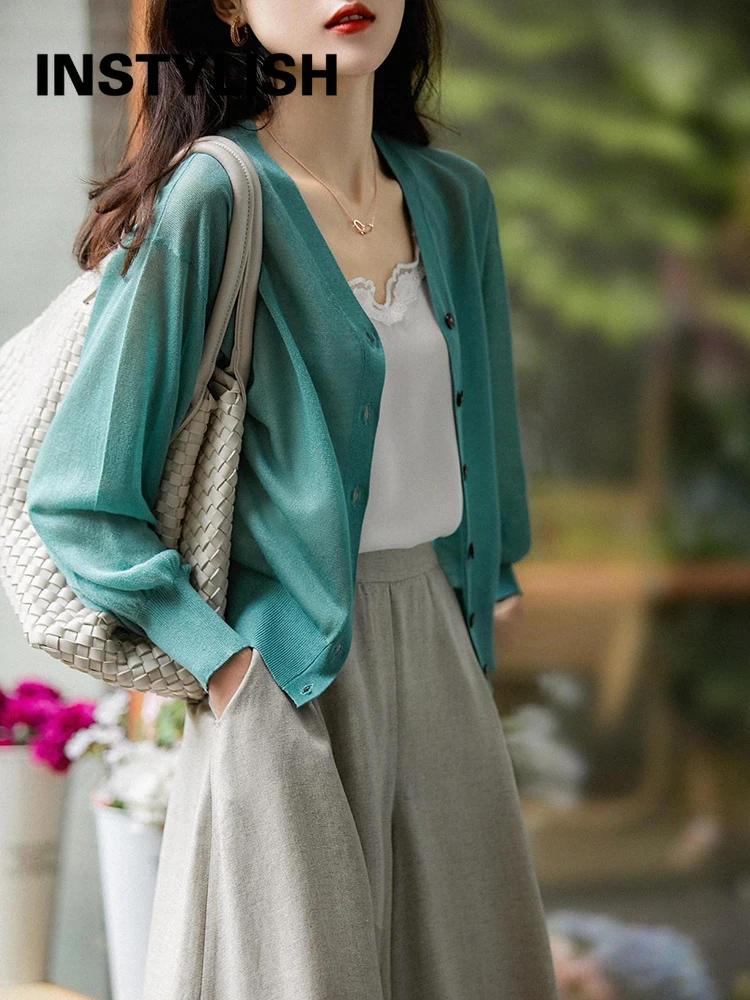 Cardigan à simple boutonnage pour femmes, col en V, mince, résistant au soleil, tricot coréen élégan