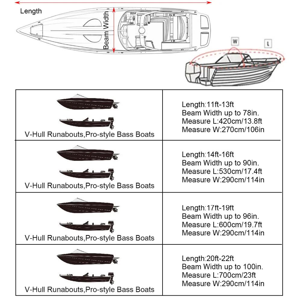 Housse de bateau de Ski de pêche robuste pour 11-13' 14-16' 17-19' 20-22', coque en V, imperméable, 
