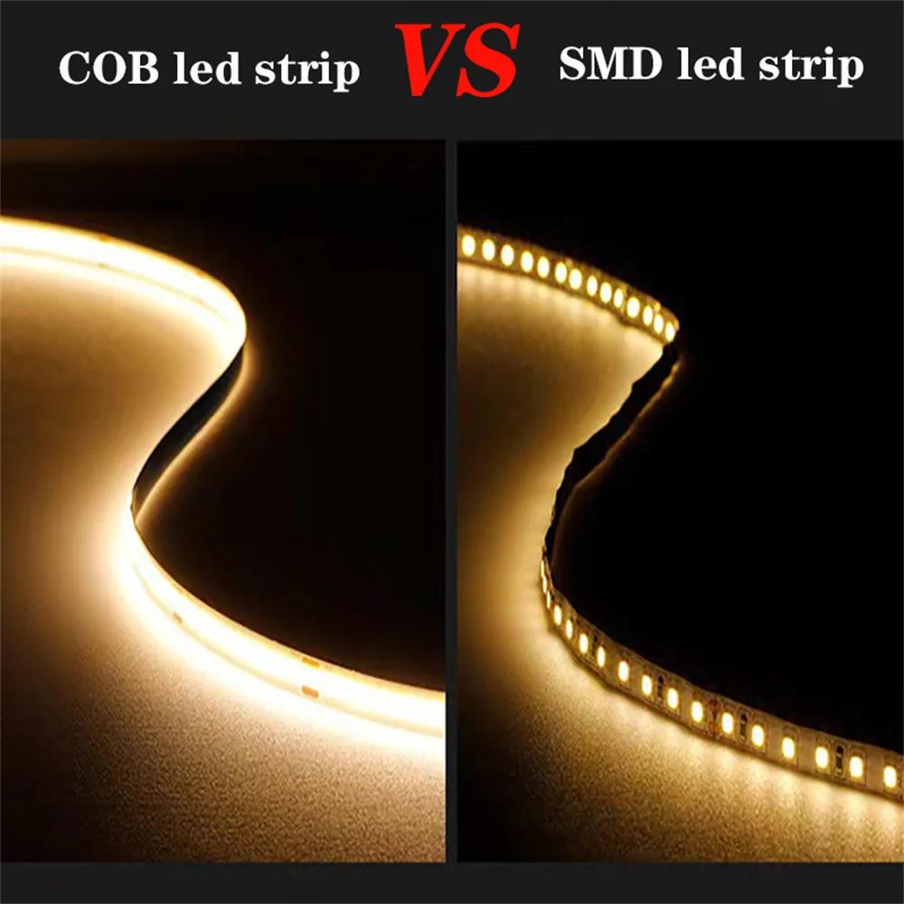 Bande lumineuse Led COB USB 5V, avec variateur à 3 touches, Diode Flexible, blanc chaud, pour chambr