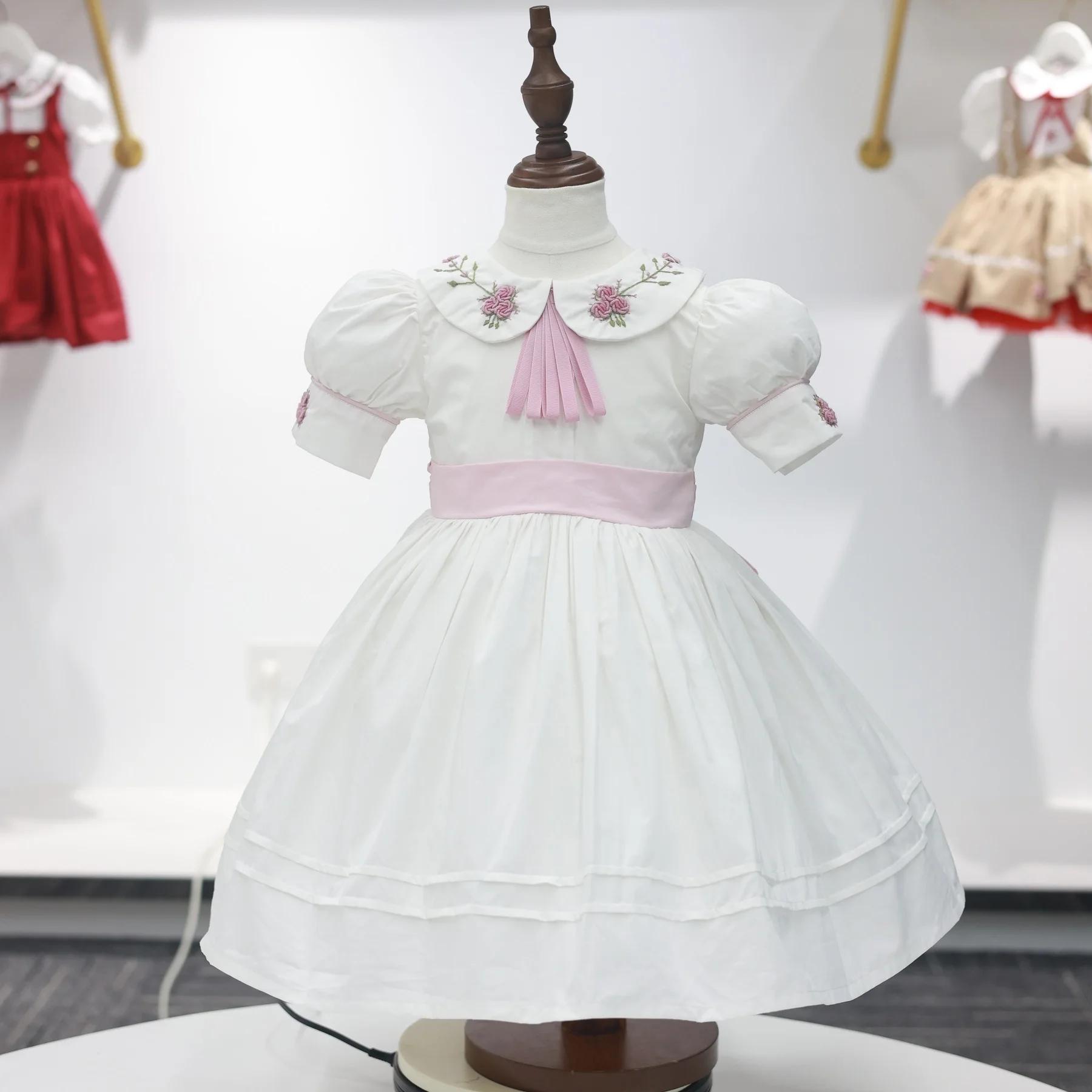 Robe d'été blanche brodée à la main pour bébé fille de 0 à 12 ans, pour anniversaire, mariage, baptê