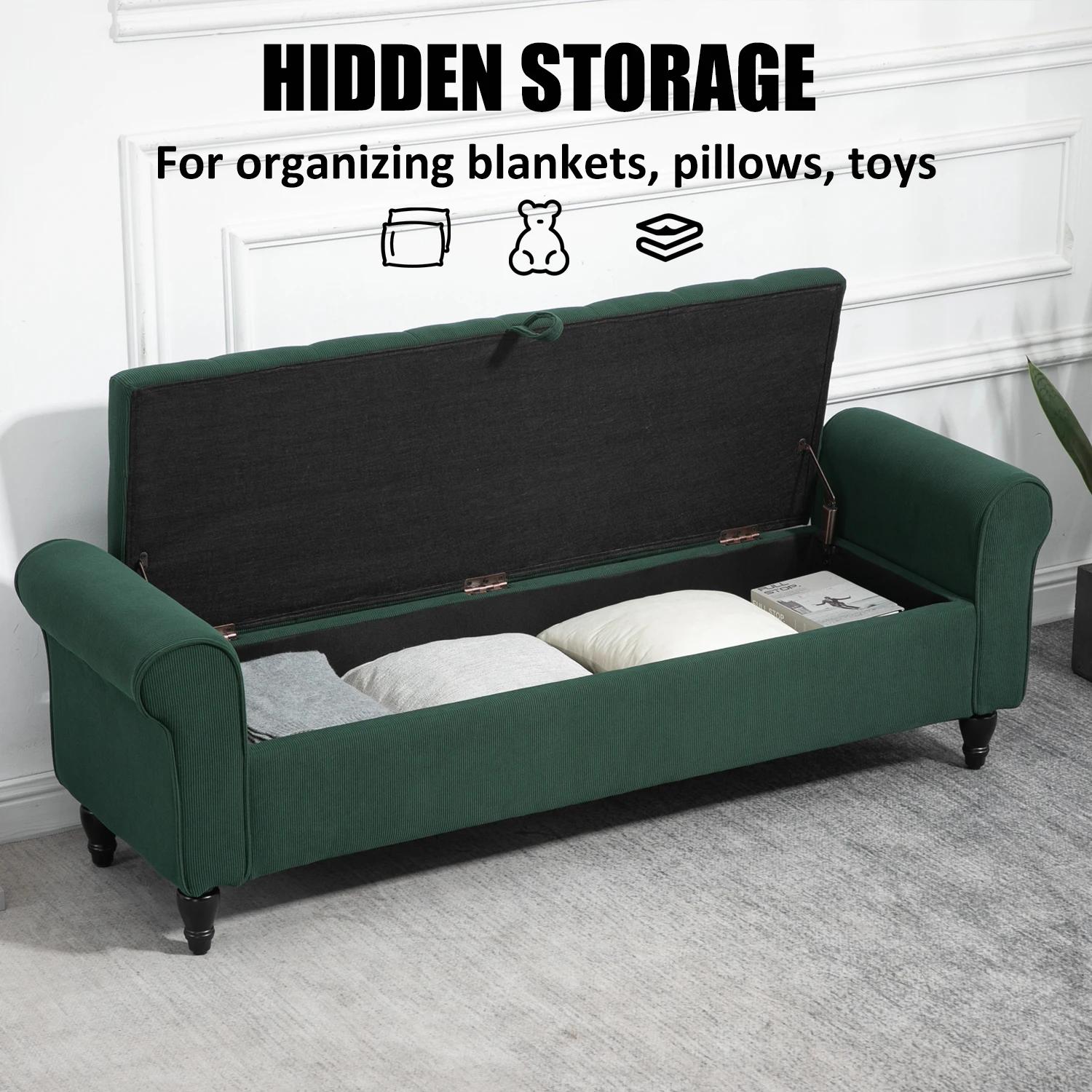 Banc de rangement touffeté avec rangement pour salon et chambre à coucher