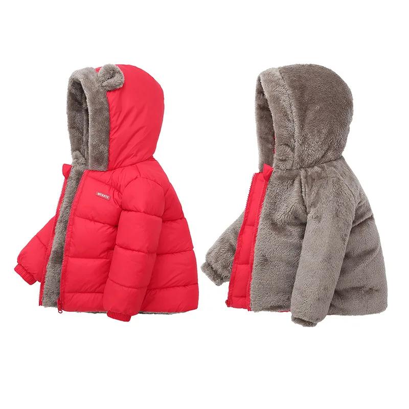 Bébé garçons filles veste à capuche vêtements d'extérieur en coton manteau polaire épais pour enfant