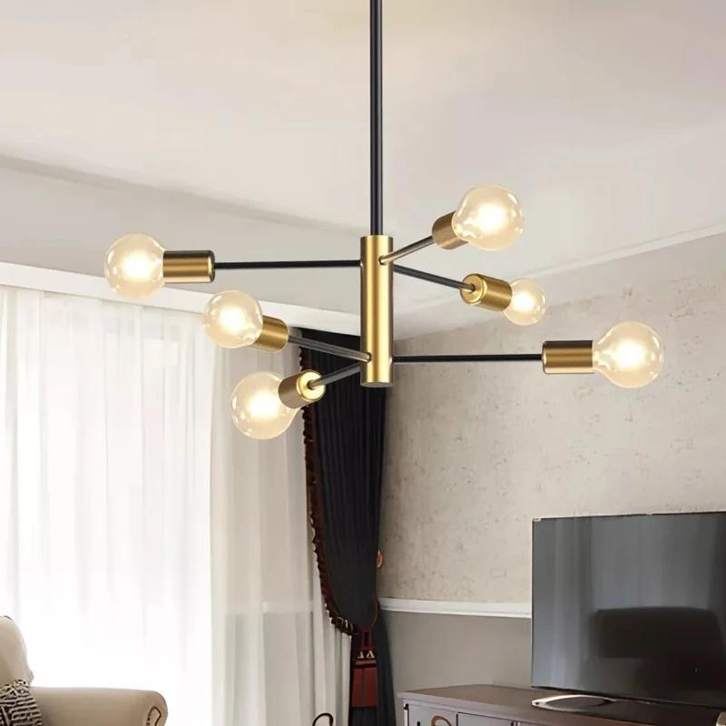 Lustre nordique moderne Sputnik noir lampe à LED 4/6/8 lumière éclairage domestique luminaires d'int