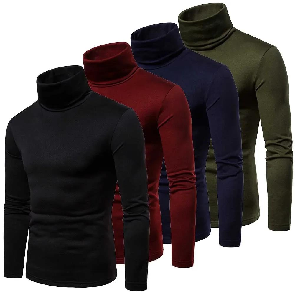 Pulls à col roulé pour hommes automne-hiver, décontractés, thermiques, manches longues, coupe ajusté