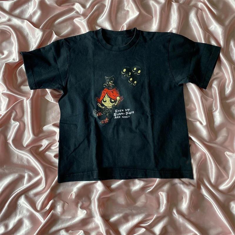 Harajuku esthétique Y2k haut court femmes Sexy lettre impression graphiques bébé t-shirt Goth décont