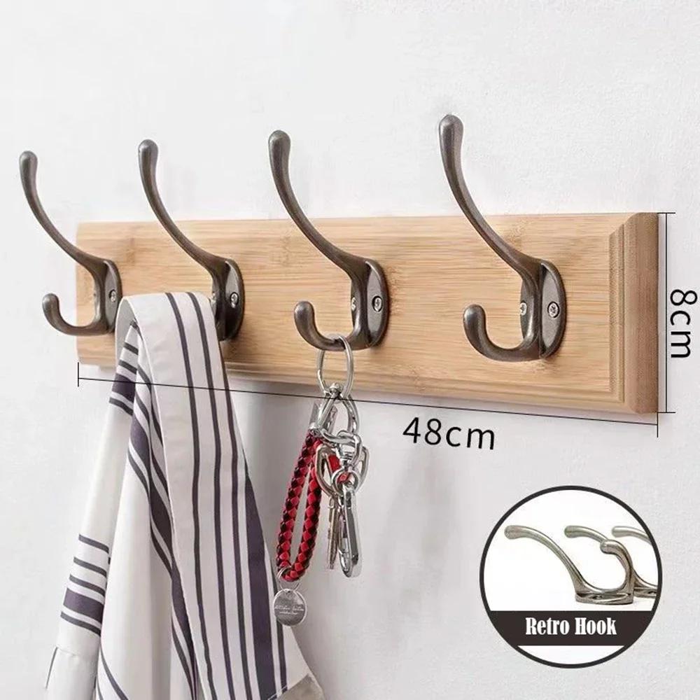 Porte-manteau mural en bois massif avec crochets, gain de place, organisateur de placard pour chapea