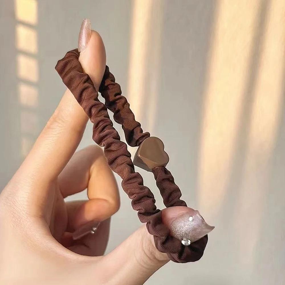 5 pièces/ensemble Styles mixtes attaches de cheveux haute élastique en forme de coeur élastique femm