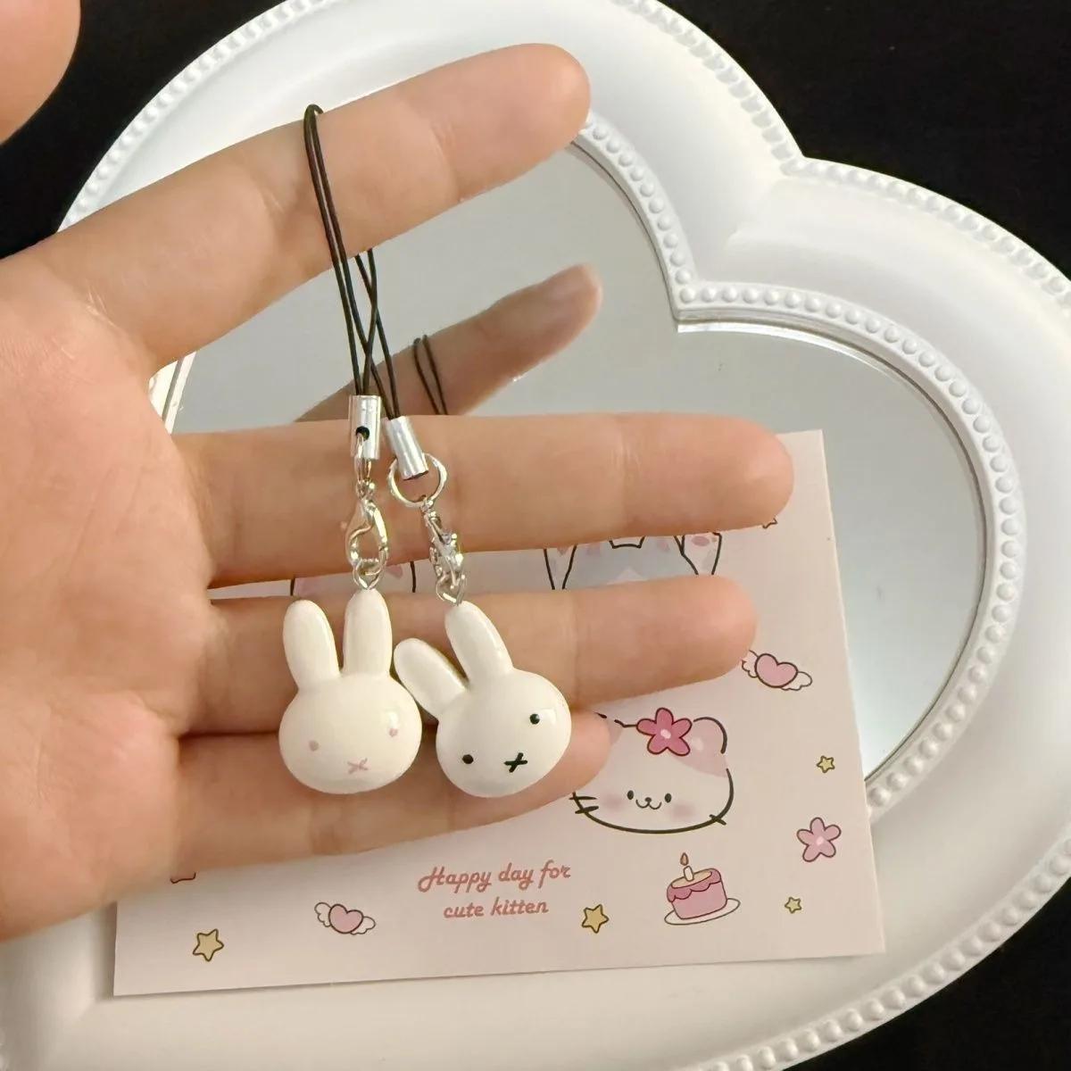 Porte-clés lapin Miffy Kawaii, dessin animé mignon, doux et Adorable fille, cœur crème cloche, sac d