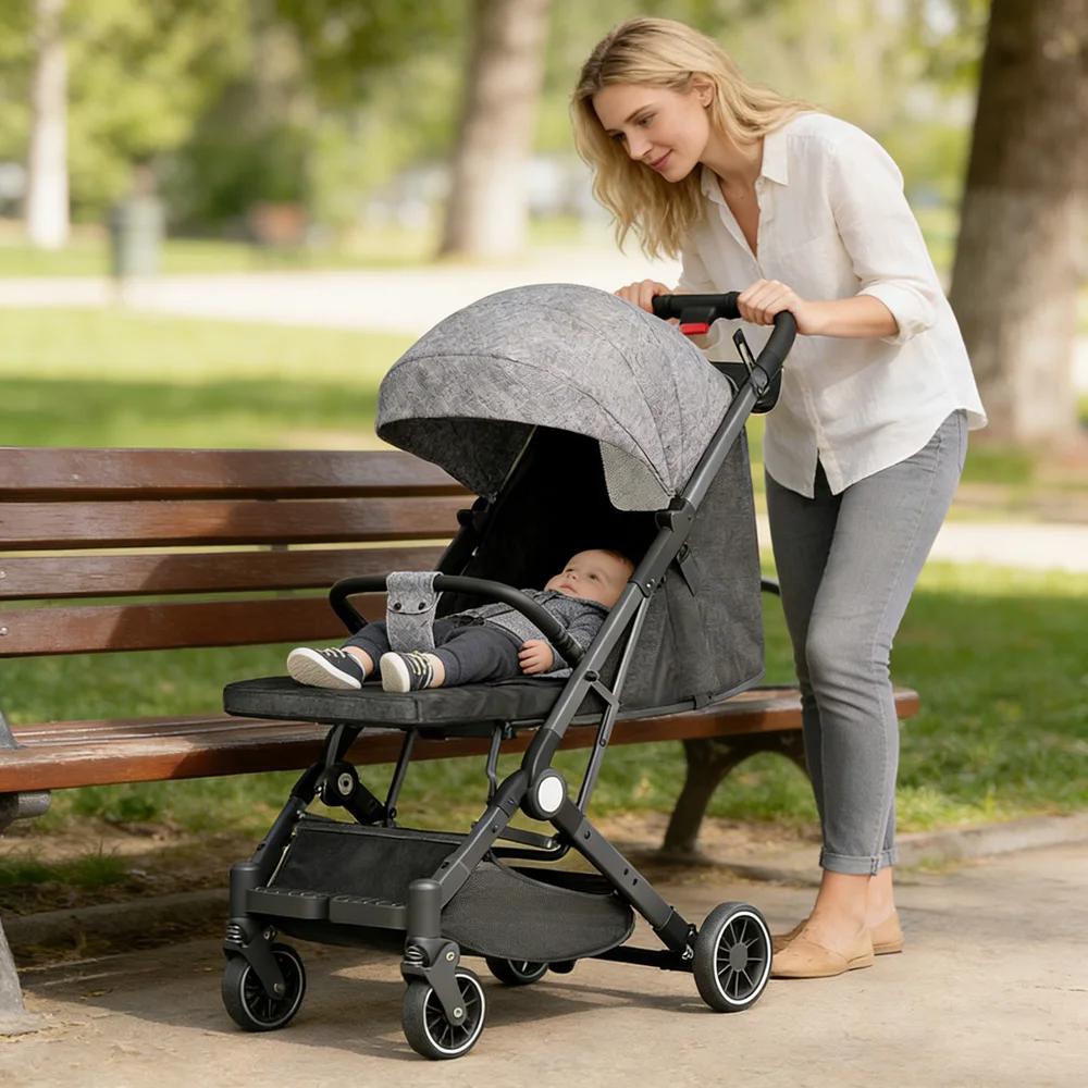 Poussette pliable légère - 6 mois à 4 ans - 360 °   Roues pivotantes - Ultralégères - Dossier réglab