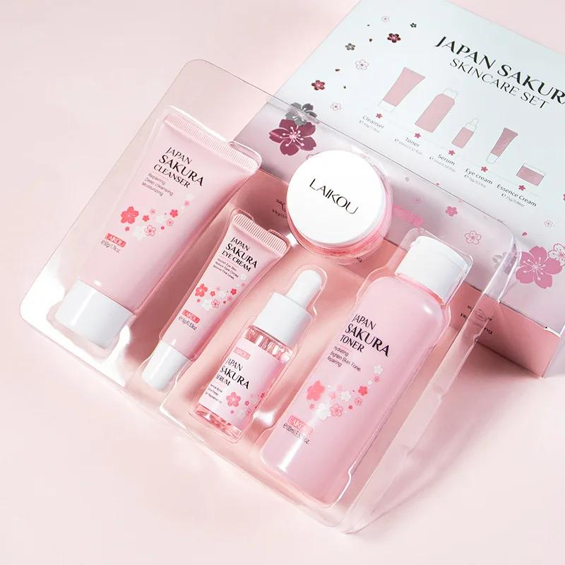Ensemble de soins de la peau pour le visage, nettoyant, crème à l'essence de Sakura, toner hydratant