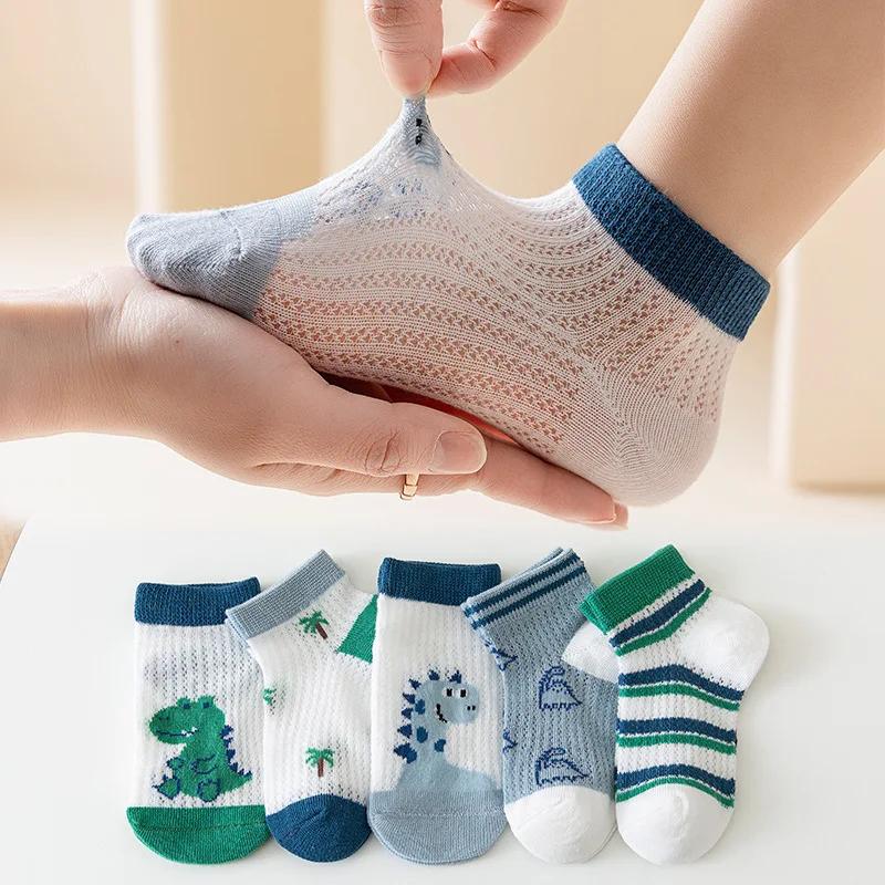 5 paires/lot été enfants chaussettes garçons filles bébé mode coton solide sauvage doux respirant en