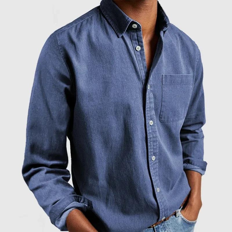 Chemise Slim Décontractée à Manches sulfet Col Rabattu pour Homme, Vêtement Classique et Boutonné, C