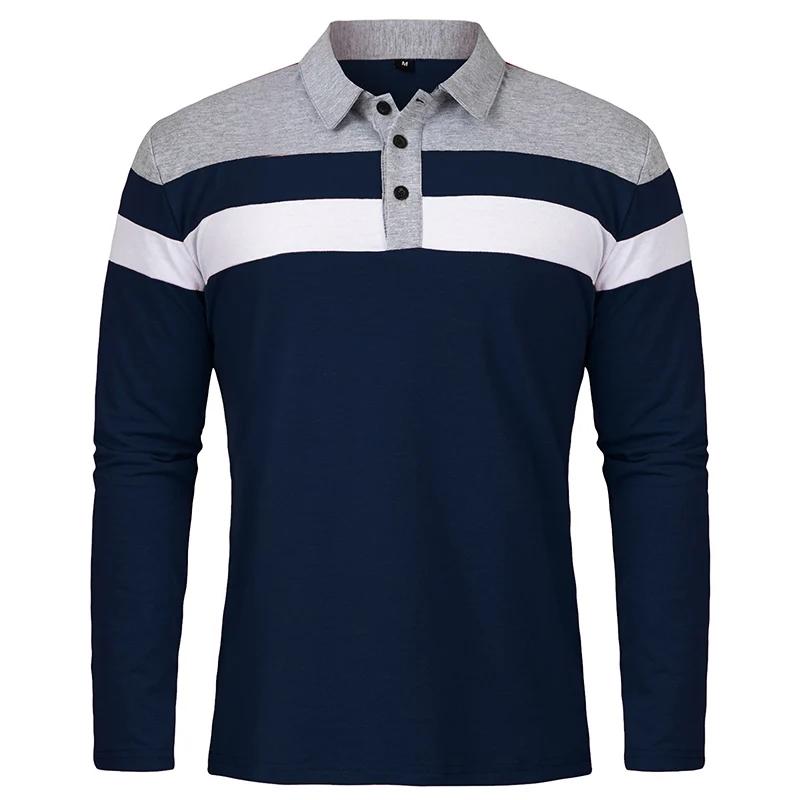 Chemise à manches longues pour hommes, décontractée, en coton, col Patchwork, pull rayé, Streetwear,