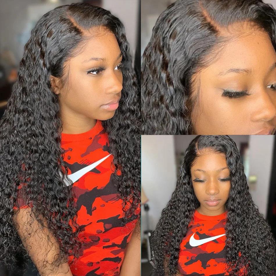 Perruque Lace Closure Deep Wave Brésilienne Remy 100% Naturelle, Cheveux Humains Doux, 4x4, Pre-Pluc