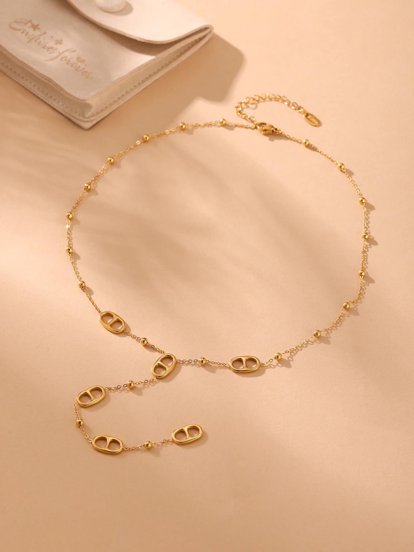 Nivora mode longue chaîne en acier inoxydable colliers pour femmes PVD véritable plaqué or métal fem