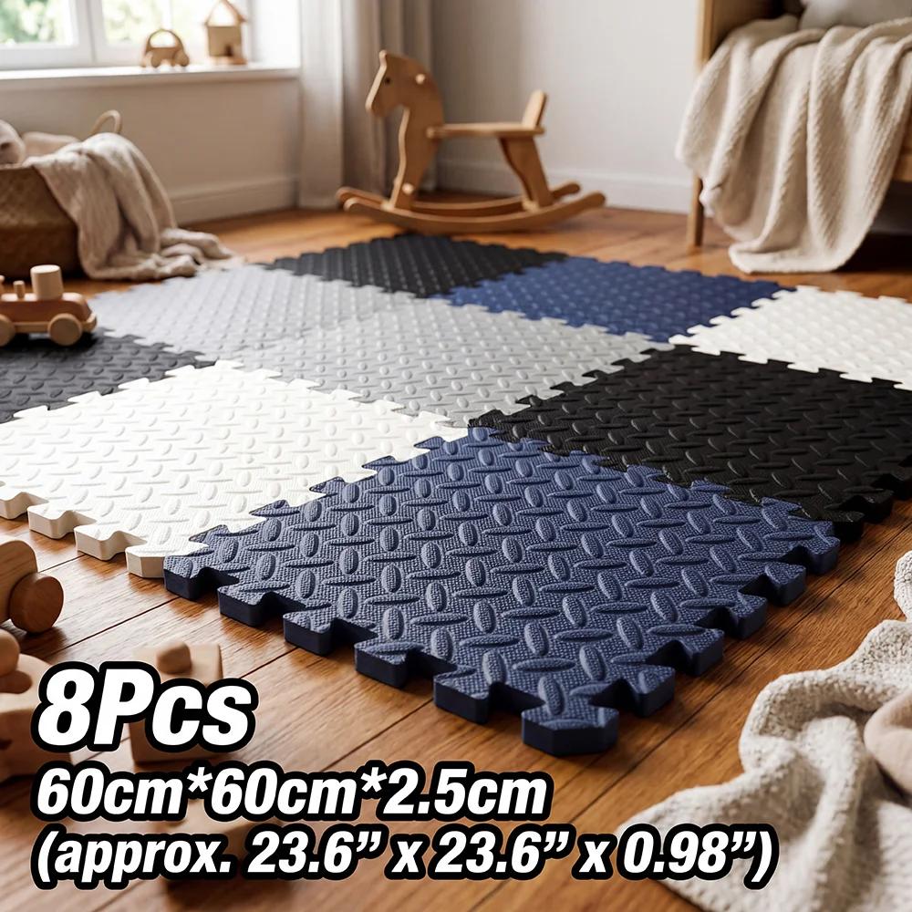 Tapis de jeu pour bébé 8 pièces 60x60cm, épaisseur 2,5cm, tapis de protection de sol en mousse emboî