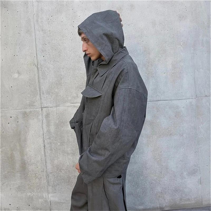 Veste à capuche Y2K Harajuku tendance, déstructurée, asymétrique, boutonnée, style suédois, gothique