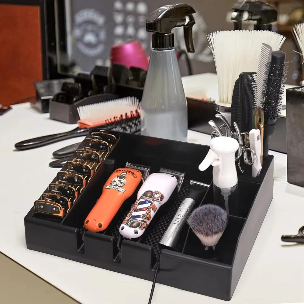Plateau de rangement pour tondeuses de barbier, support de tondeuse à cheveux de salon avec emplacem