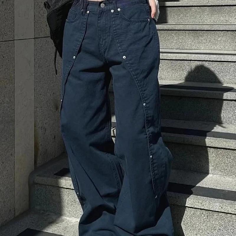 Jean pour femme Y2k, vêtements décontractés, coupe ample, pantalon à jambes larges, Style rétro amér