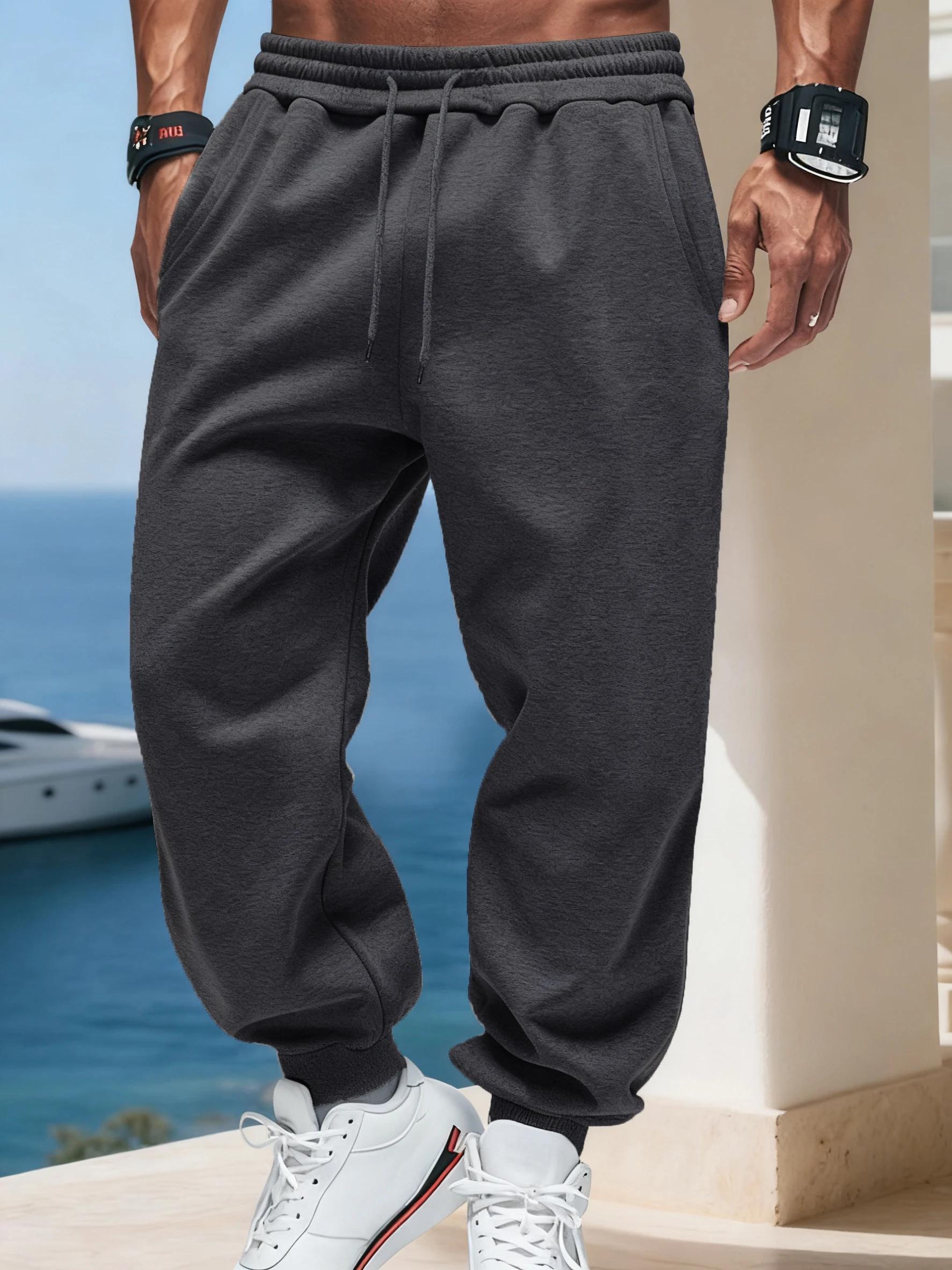 Homme automne polaire pantalons de sport cordon décontracté pantalons longs confortable rue Britches