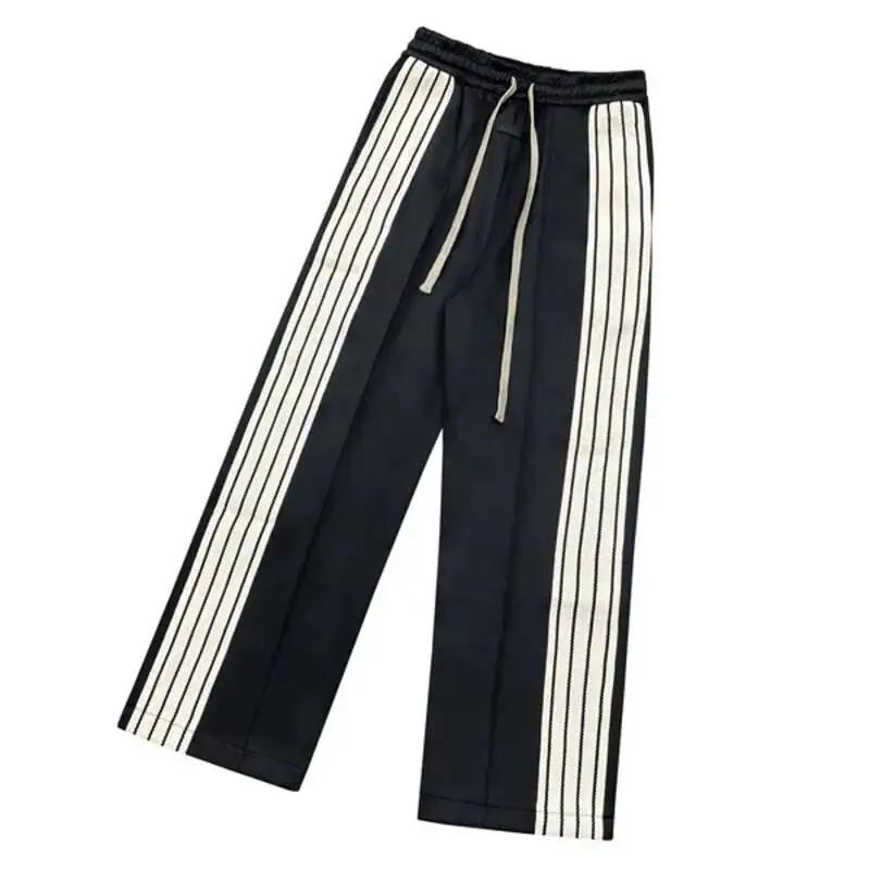 HKSH printemps automne nouveau homme marée Style américain rayé Patchwork droit décontracté pantalon