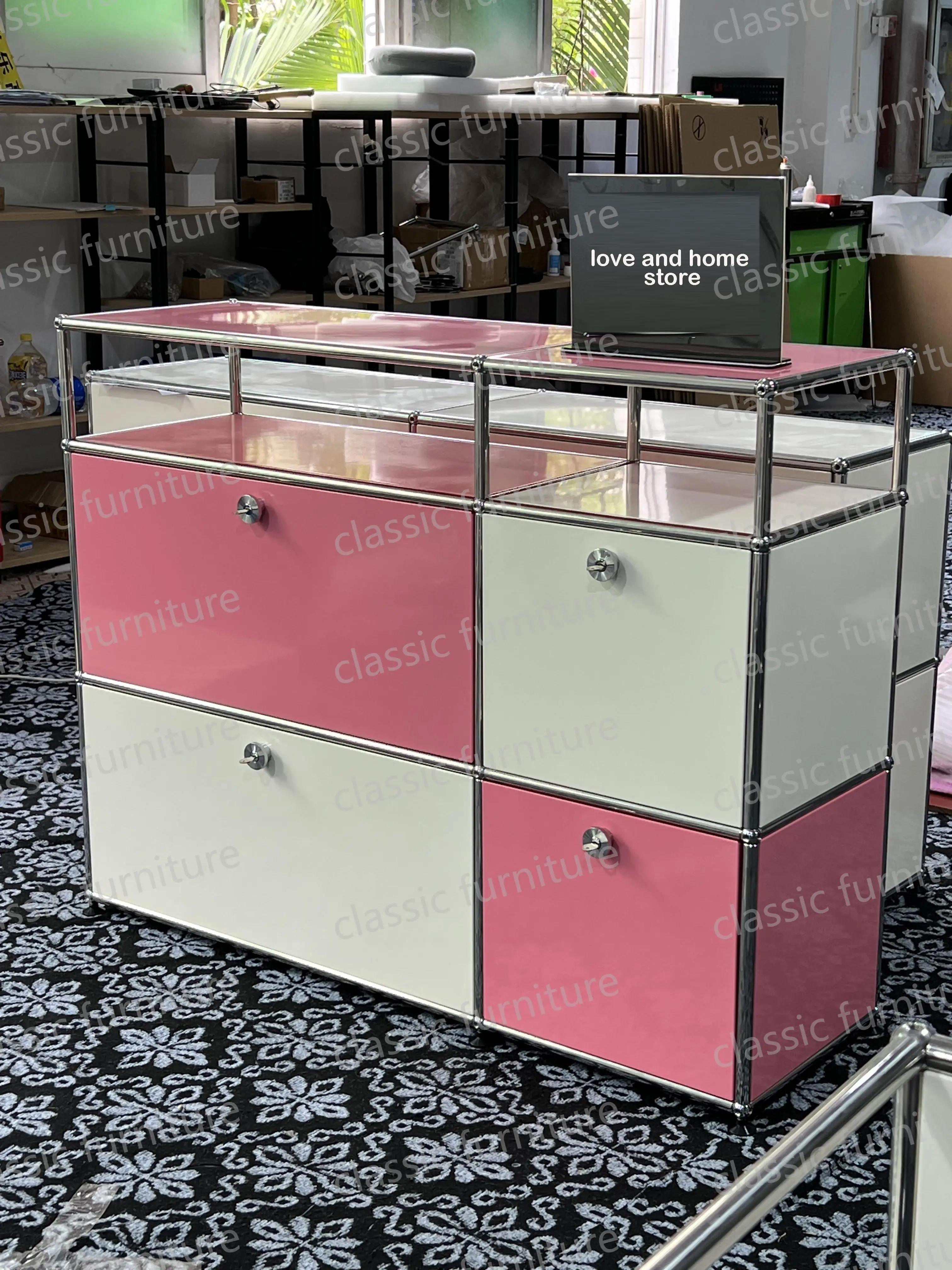Meubles modulaires personnalisés en métal et acier inoxydable, armoire de rangement, buffet, étagère