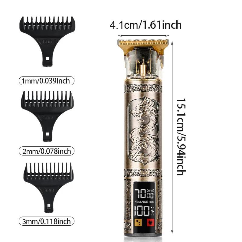 Tondeuse à cheveux électrique T9, USB, réglage de la vitesse à trois vitesses, grand écran, affichag