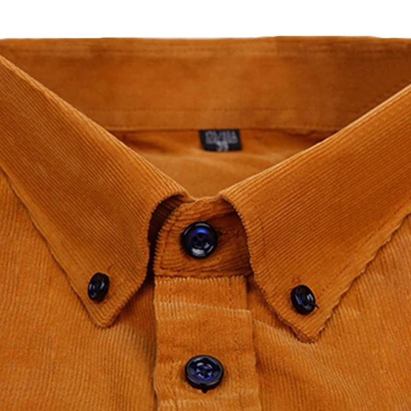 Chemises en velours côtelé pour hommes, 100% coton, manches longues, décontractées, coupe régulière,