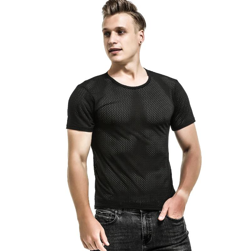 T-shirt manches courtes pour homme, maille aérée, amissié, séchage rapide, ample, col en v